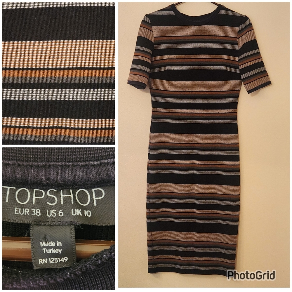 TOPSHOP / NORDSTROM KNIT BODY CON MIDI DRESS - EUC - SIZE 6